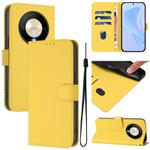 For Honor X9b / Magic6 Lite 5G Skin Feel Solid Color Leather Phone Case with Lanyard(Lemon Yellow)