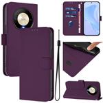 For Honor X9b / Magic6 Lite 5G Skin Feel Solid Color Leather Phone Case with Lanyard(Violet)