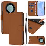 For Honor X40 / X9a / Magic5 Lite Skin Feel Solid Color Leather Phone Case with Lanyard(Brown)