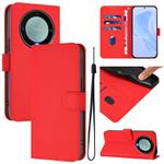 For Honor X40 / X9a / Magic5 Lite Skin Feel Solid Color Leather Phone Case with Lanyard(Red)