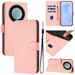 For Honor X40 / X9a / Magic5 Lite Skin Feel Solid Color Leather Phone Case with Lanyard(Pink)