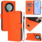 For Honor X40 / X9a / Magic5 Lite Skin Feel Solid Color Leather Phone Case with Lanyard(Orange)