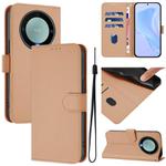 For Honor X40 / X9a / Magic5 Lite Skin Feel Solid Color Leather Phone Case with Lanyard(Nude)