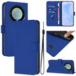 For Honor X40 / X9a / Magic5 Lite Skin Feel Solid Color Leather Phone Case with Lanyard(Dark Blue)