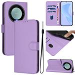 For Honor X40 / X9a / Magic5 Lite Skin Feel Solid Color Leather Phone Case with Lanyard(Lavender Purple)