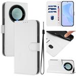 For Honor X40 / X9a / Magic5 Lite Skin Feel Solid Color Leather Phone Case with Lanyard(White)
