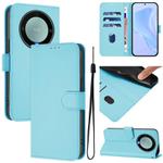 For Honor X40 / X9a / Magic5 Lite Skin Feel Solid Color Leather Phone Case with Lanyard(Sky Blue)
