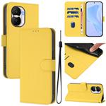 For Honor X40i Skin Feel Solid Color Leather Phone Case with Lanyard(Lemon Yellow)