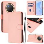 For Honor X9C 5G Global Skin Feel Solid Color Leather Phone Case with Lanyard(Pink)