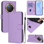 For Honor X9C 5G Global Skin Feel Solid Color Leather Phone Case with Lanyard(Lavender Purple)