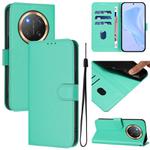 For Honor X9C 5G Global Skin Feel Solid Color Leather Phone Case with Lanyard(Green)