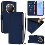 For Honor X9C 5G Global Skin Feel Solid Color Leather Phone Case with Lanyard(Navy Blue)