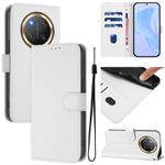 For Honor X9C 5G Global Skin Feel Solid Color Leather Phone Case with Lanyard(White)