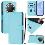 For Honor X9C 5G Global Skin Feel Solid Color Leather Phone Case with Lanyard(Sky Blue)