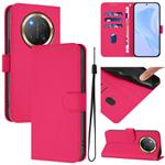 For Honor X9C 5G Global Skin Feel Solid Color Leather Phone Case with Lanyard(Rose Red)