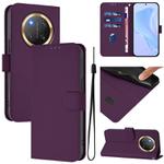 For Honor X9C 5G Global Skin Feel Solid Color Leather Phone Case with Lanyard(Violet)
