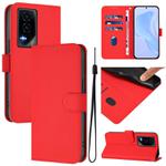 For Honor GT Skin Feel Solid Color Leather Phone Case with Lanyard(Red)