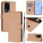 For Honor GT Skin Feel Solid Color Leather Phone Case with Lanyard(Nude)