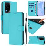 For Honor GT Skin Feel Solid Color Leather Phone Case with Lanyard(Lake Blue)