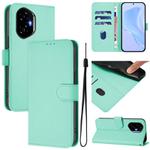 For Honor 300 Skin Feel Solid Color Leather Phone Case with Lanyard(Mint Green)