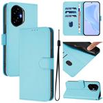 For Honor 300 Skin Feel Solid Color Leather Phone Case with Lanyard(Sky Blue)
