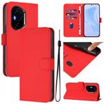 For Honor 300 Pro / 300 Ultra Skin Feel Solid Color Leather Phone Case with Lanyard(Red)