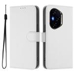 For Honor 300 Pro / 300 Ultra Skin Feel Solid Color Leather Phone Case with Lanyard(White)