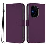 For Honor 300 Pro / 300 Ultra Skin Feel Solid Color Leather Phone Case with Lanyard(Violet)
