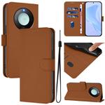 For Honor X9c Smart Global  Skin Feel Solid Color Leather Phone Case with Lanyard(Brown)