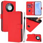 For Honor X9c Smart Global  Skin Feel Solid Color Leather Phone Case with Lanyard(Red)
