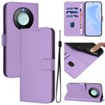For Honor X9c Smart Global  Skin Feel Solid Color Leather Phone Case with Lanyard(Lavender Purple)