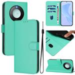 For Honor X9c Smart Global  Skin Feel Solid Color Leather Phone Case with Lanyard(Green)