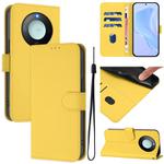 For Honor X9c Smart Global  Skin Feel Solid Color Leather Phone Case with Lanyard(Lemon Yellow)