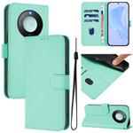For Honor X9c Smart Global  Skin Feel Solid Color Leather Phone Case with Lanyard(Mint Green)