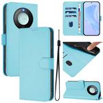 For Honor X9c Smart Global  Skin Feel Solid Color Leather Phone Case with Lanyard(Sky Blue)