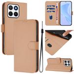 For Honor X8c 4G Global Skin Feel Solid Color Leather Phone Case with Lanyard(Nude)