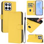For Honor X8c 4G Global Skin Feel Solid Color Leather Phone Case with Lanyard(Lemon Yellow)