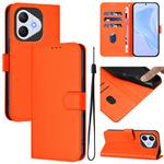 For Honor 400 Lite Skin Feel Solid Color Leather Phone Case with Lanyard(Orange)