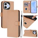 For Honor 400 Lite Skin Feel Solid Color Leather Phone Case with Lanyard(Nude)