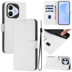 For Honor 400 Lite Skin Feel Solid Color Leather Phone Case with Lanyard(White)