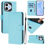 For Honor 400 Lite Skin Feel Solid Color Leather Phone Case with Lanyard(Sky Blue)