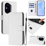 For Honor 400 Skin Feel Solid Color Leather Phone Case with Lanyard(White)