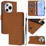 For Honor Power 5G Skin Feel Solid Color Leather Phone Case with Lanyard(Brown)