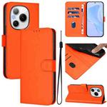 For Honor Power 5G Skin Feel Solid Color Leather Phone Case with Lanyard(Orange)