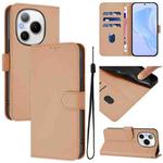 For Honor Power 5G Skin Feel Solid Color Leather Phone Case with Lanyard(Nude)