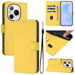 For Honor Power 5G Skin Feel Solid Color Leather Phone Case with Lanyard(Lemon Yellow)