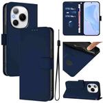 For Honor Power 5G Skin Feel Solid Color Leather Phone Case with Lanyard(Navy Blue)