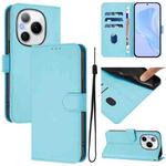For Honor Power 5G Skin Feel Solid Color Leather Phone Case with Lanyard(Sky Blue)