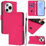 For Honor Power 5G Skin Feel Solid Color Leather Phone Case with Lanyard(Rose Red)