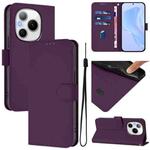 For Honor Power 5G Skin Feel Solid Color Leather Phone Case with Lanyard(Violet)